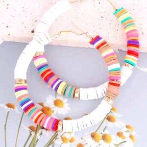 Color Blocking Pottery Hoop Earrings